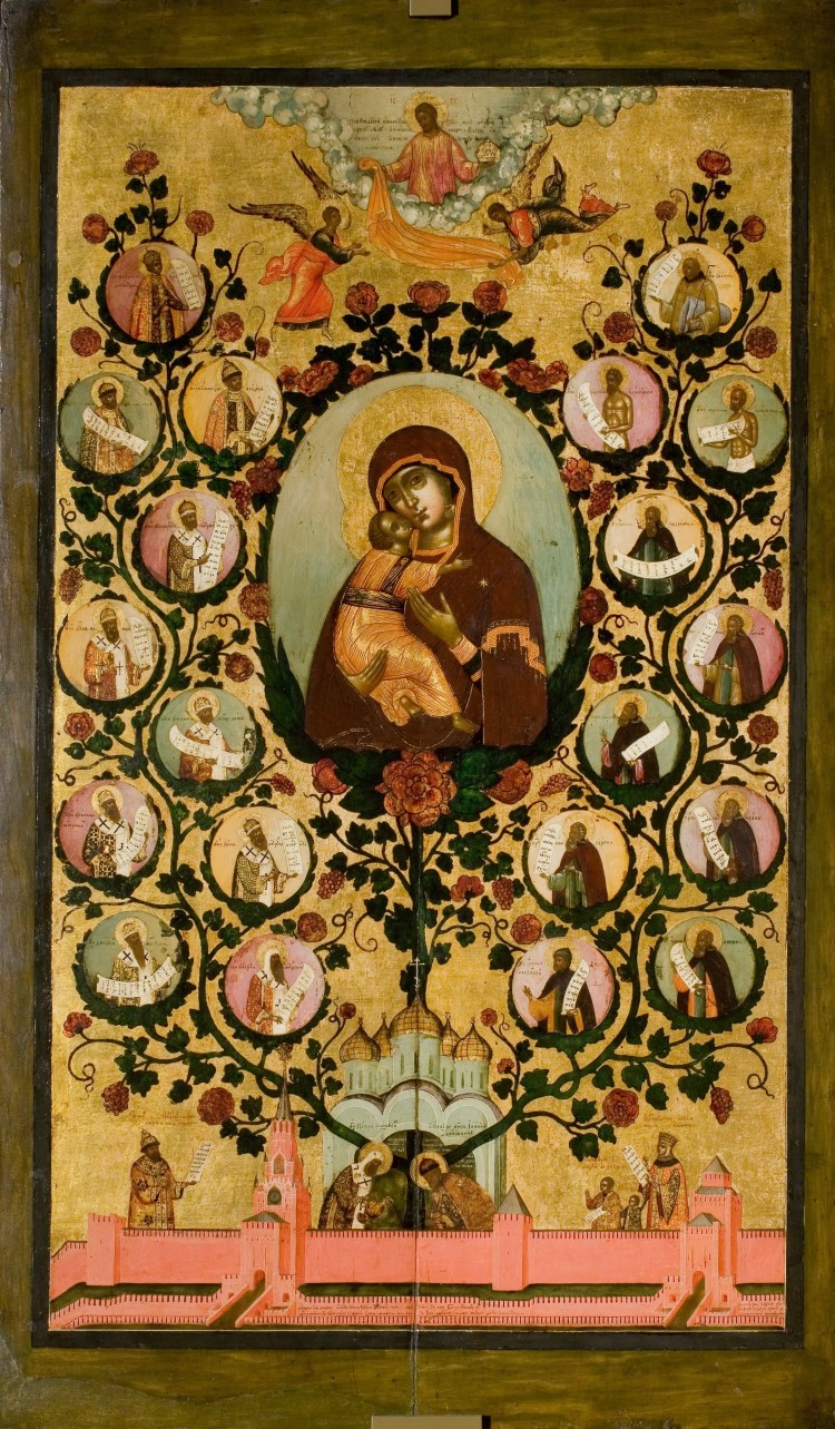 Genealogy of the state of Muscovy (Panegyric to the Virgin of Vladimirsk) by Simon Ushakov. (1668)